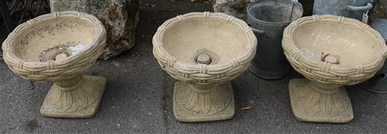 Set 3 circular stone planters